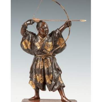 Japanese Bronze Standing Archer by Miyao