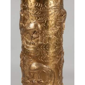 Chinese Gilded Brass Umbrella Stand