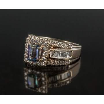 14K White Gold, Diamond & Tanzanite Ring