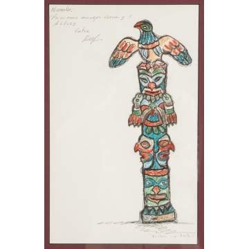 Victor Delfin (Peruvian, b. 1927) Totem Pole 