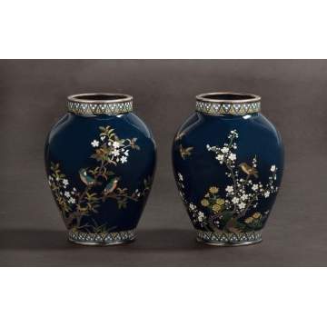 Fine Pair of Ayashi Kodenji Cloisonné Vases