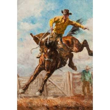 Pal Fried (Hungarian/American, 1893-1976) Cowboy on a Bucking Bronco
