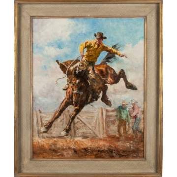 Pal Fried (Hungarian/American, 1893-1976) Cowboy on a Bucking Bronco