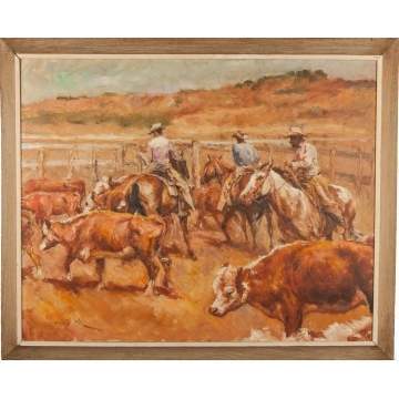 Pal Fried (Hungarian/American, 1893-1976) Cattle Roundup