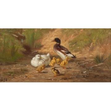 John Henry Dolph (American, 1835-1903) A Family of Ducks