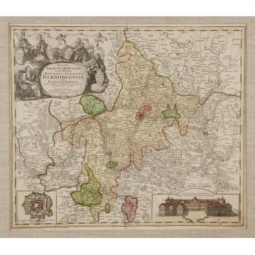 Unknown (German, 17th century), Map of the Wurtzburg Diocese of The Holy Roman Empire, c. 1669