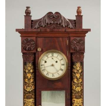 Fine & Rare Asa Munger Stovepipe Shelf Clock, Auburn, NY