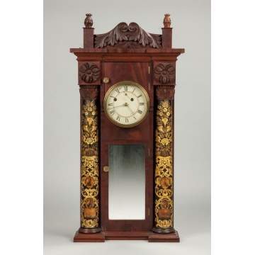 Fine & Rare Asa Munger Stovepipe Shelf Clock, Auburn, NY