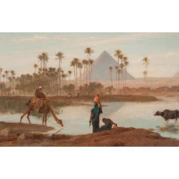 Frederick Goodall, RA (British, 1822-1904) Along the Banks of the Nile River 