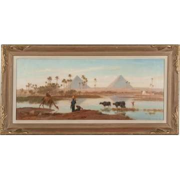Frederick Goodall, RA (British, 1822-1904) Along the Banks of the Nile River 
