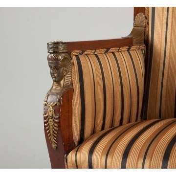 Neoclassical Carved & Gilded Mahogany Armchair