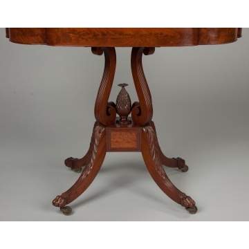 Fine New York Carved & Inlaid Figured Mahogany and Satinwood Card Table