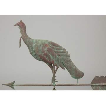 Unusual Hollow Body Copper Turkey Weathervane