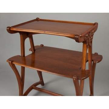 Art Nouveau, Two-Tier Carved Walnut Stand
