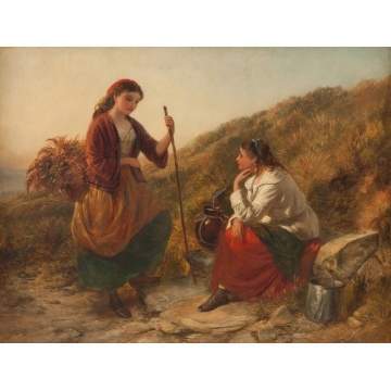 Edward John Cobbett (British, 1815-1899) Young Girls on a Path