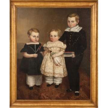 American Folk Portrait of Three Children