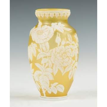 Thomas Webb & Sons Cameo Vase with Roses