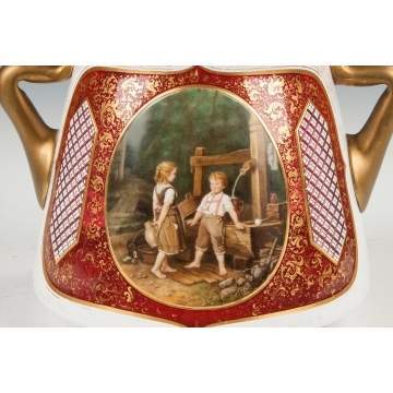 Cased & Cut Glass Handled Vase