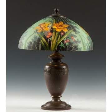 Handel Reverse Painted Daffodil Lamp