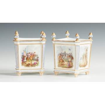 Sevres Hand Painted Porcelain Cache Pots