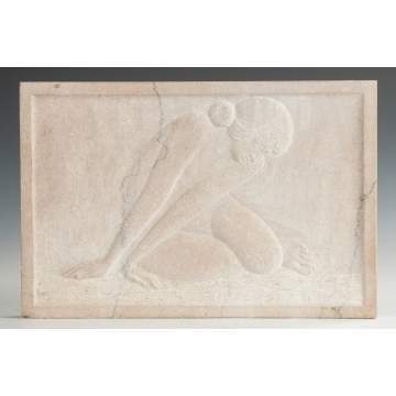 Relief Carved Marble Plaque with a Reclining Nude