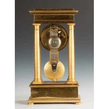 Fine French Gilt Bronze Portico Clock
