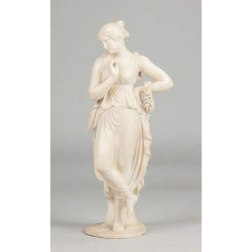 Carved Alabaster Classical Figure of a Robed Woman