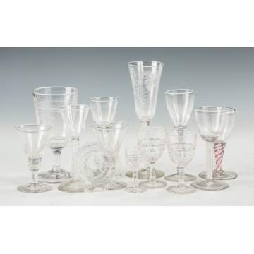 Group of Etched & Blown Glass Stemware