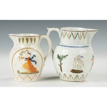 Two Staffordshire Pearlware Pratware Pitchers