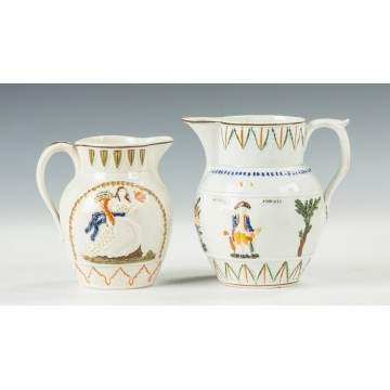 Two Staffordshire Pearlware Pratware Pitchers