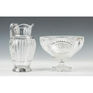 Hawkes Cut Glass Pitcher & Compote