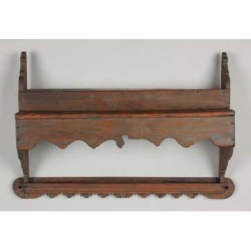 Early American Carved Pine Spoon Shelf