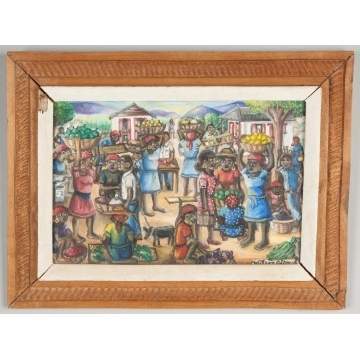 Wilson Bigaud (Haitian, 1931-2010) Market scene