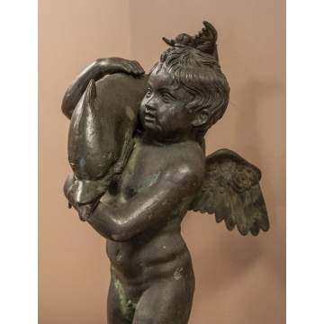 Cast Bronze Figure with Dolphin