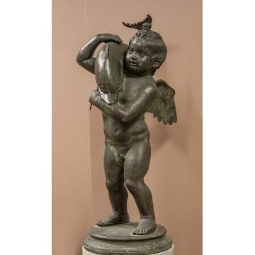 Cast Bronze Figure with Dolphin