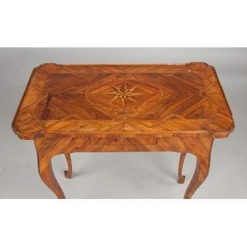 French Tray Top Kingwood Table with Three Drawers