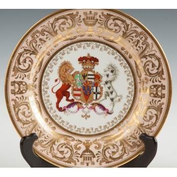 Two Worcester (Flight, Barr & Barr) Armorial Salmon-Ground Plates from the 'Stowe' Service