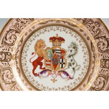 Two Worcester (Flight, Barr & Barr) Armorial Salmon-Ground Plates from the 'Stowe' Service