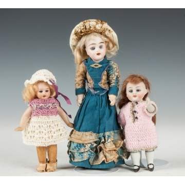Three Miniature German Bisque Dolls