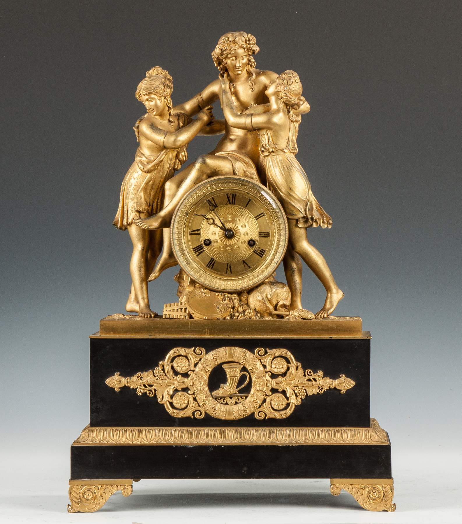 Fine French Gilt Bronze & Bronze Mantle Clock | Cottone Auctions