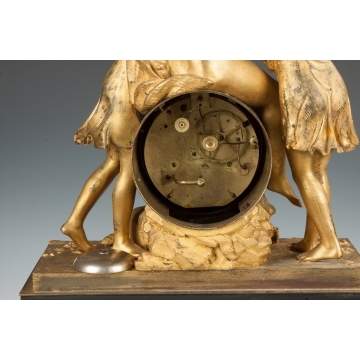 Fine French Gilt Bronze & Bronze Mantle Clock