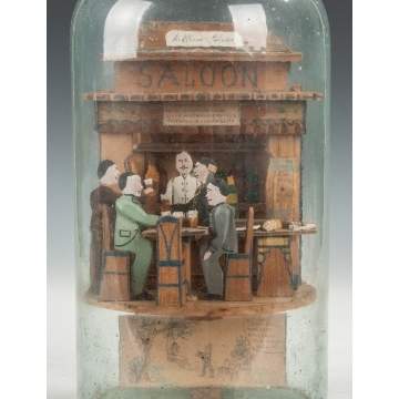 Carl Worner NY State Carved & Painted Folk Art Saloon in a Bottle