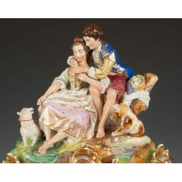 Two-Piece French Hand Painted Porcelain Clock