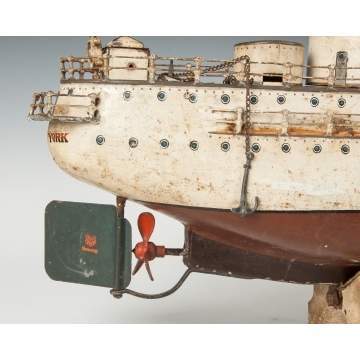 Rare Marklin Hand Painted Tin Clockwork New York Battleship