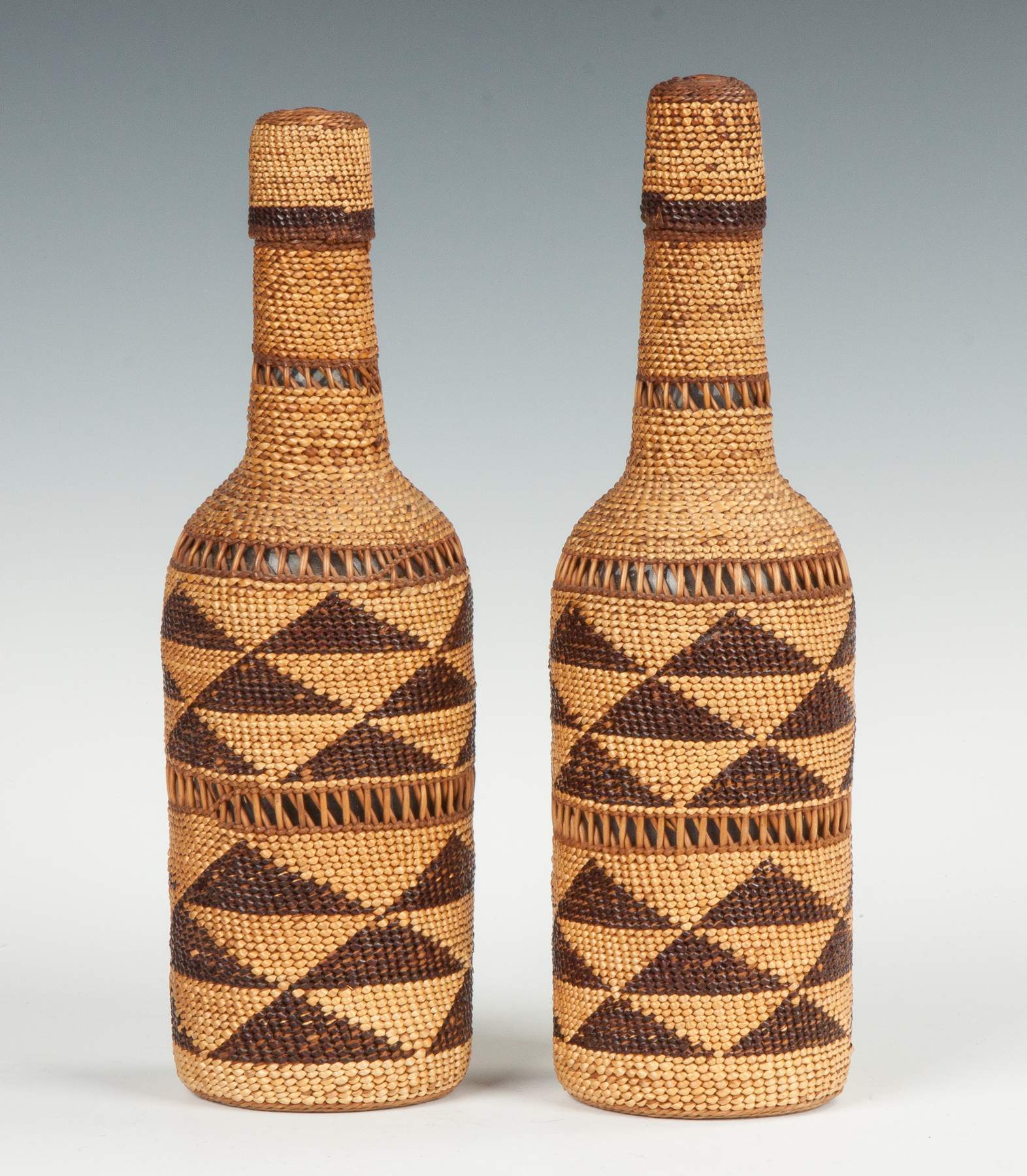 Two Native American Basket Weave Bottles Cottone Auctions