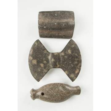 Two Axe Heads & Fish Stone
