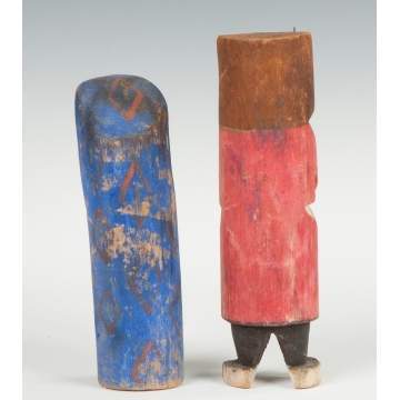 Two Cottonwood Carved & Painted North American Kachina Dolls