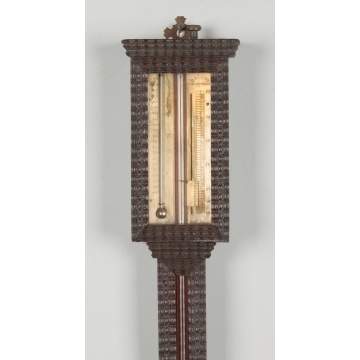 D.E. Lent Rochester, NY Ripple-front Mahogany Barometer