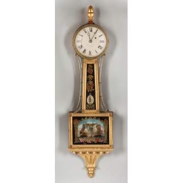 Sawin & Dyar Mahogany & Giltwood Banjo Clock, Boston, MA