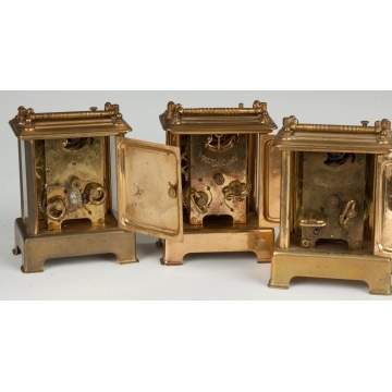 Three Waterbury Carriage Clocks